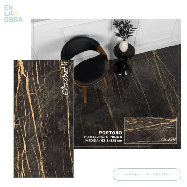 Porcelanato Portoro 62.5 x 125cm (1.56m2 por caja)